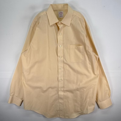 古着 ブルックスブラザーズ Brooks Brothers 長袖シャツ 胸ポケ カラーステイ REGULAR FIT L イエロー系 チェック メンズ