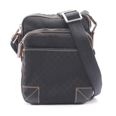 セリーヌ CELINE マカダム ショルダーバッグ バッグ キャンバス レザー レディース ブラック系 【中古】
