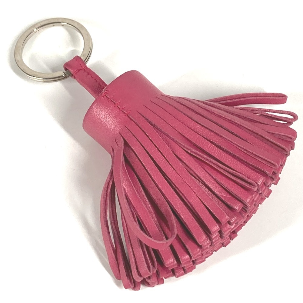 エルメス HERMES カルメン フリンジ タッセル バッグチャーム キーホルダー レザー ピンク