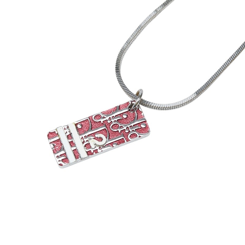 ディオール トロッター プレート No.2 ネックレス シルバー レッド系 メタル レディース Dior 中古