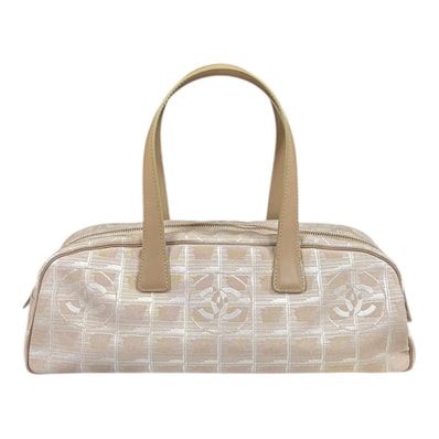 シャネル ミニボストンバッグ ニュートラベル ハンドバッグ ナイロンジャガード A15828 ベージュ レディース CHANEL 中古