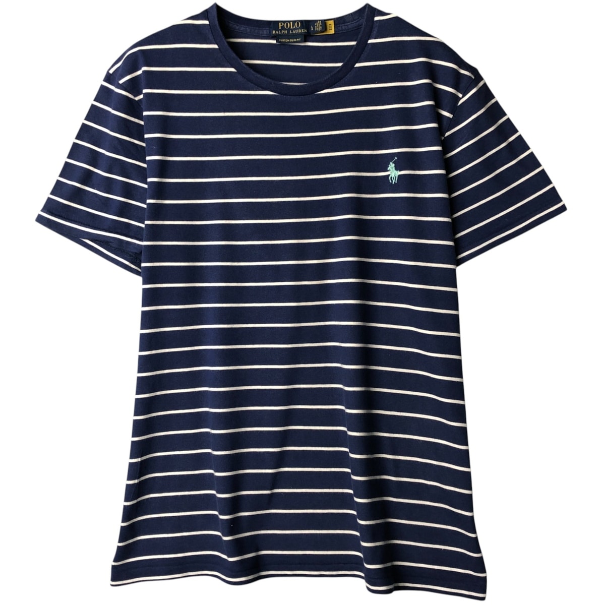 古着 ラルフローレン Ralph Lauren POLO RALPH LAUREN CUSTOM SLIM FIT 半袖 ボーダーTシャツ メンズL相当/eaa589459