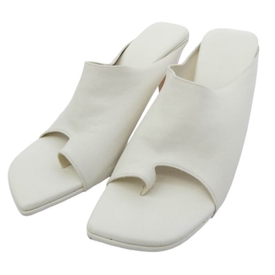 BOTTEGAVENETA ボッテガヴェネタ パンプス ストレッチ トング ミュール レザー ヒールサンダル ホワイト系 36.5【中古】