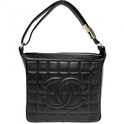 CHANEL シャネル ハンドバッグ チョコバー ココマーク セミショルダーバッグ レザー ブラック 黒 ゴールド金具 レディース【中古品】