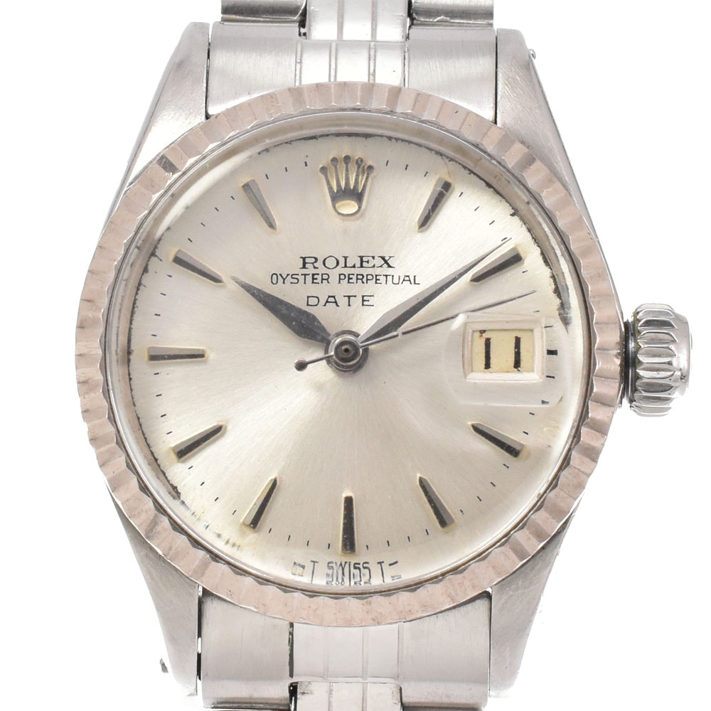 ロレックス ROLEX 6517 ヴィンテージ オイスターパーペチュアル デイト WGベゼル Cal.1130 自動巻き レディース O#145605