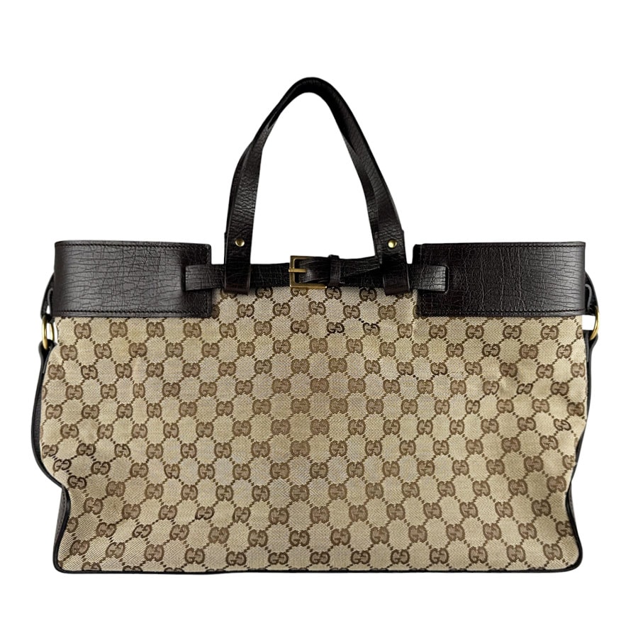 グッチ GUCCI ハンドバッグ GGキャンバス/レザー ブラウン ユニセックス 106251【中古】 z10501