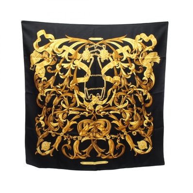 エルメス HERMES カレ90 LE MORS A LA CONETABLE スカーフ 衣料品 シルク シルク レディース ブラック系 / ブラウン系 【中古】