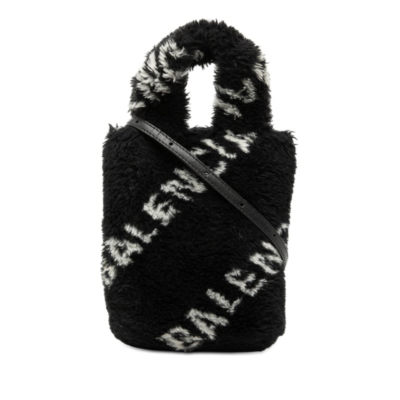 バレンシアガ エブリデイ ハンドバッグ ショルダーバッグ 2WAY 596564 ブラック フェイクファー レザー レディース BALENCIAGA 中古