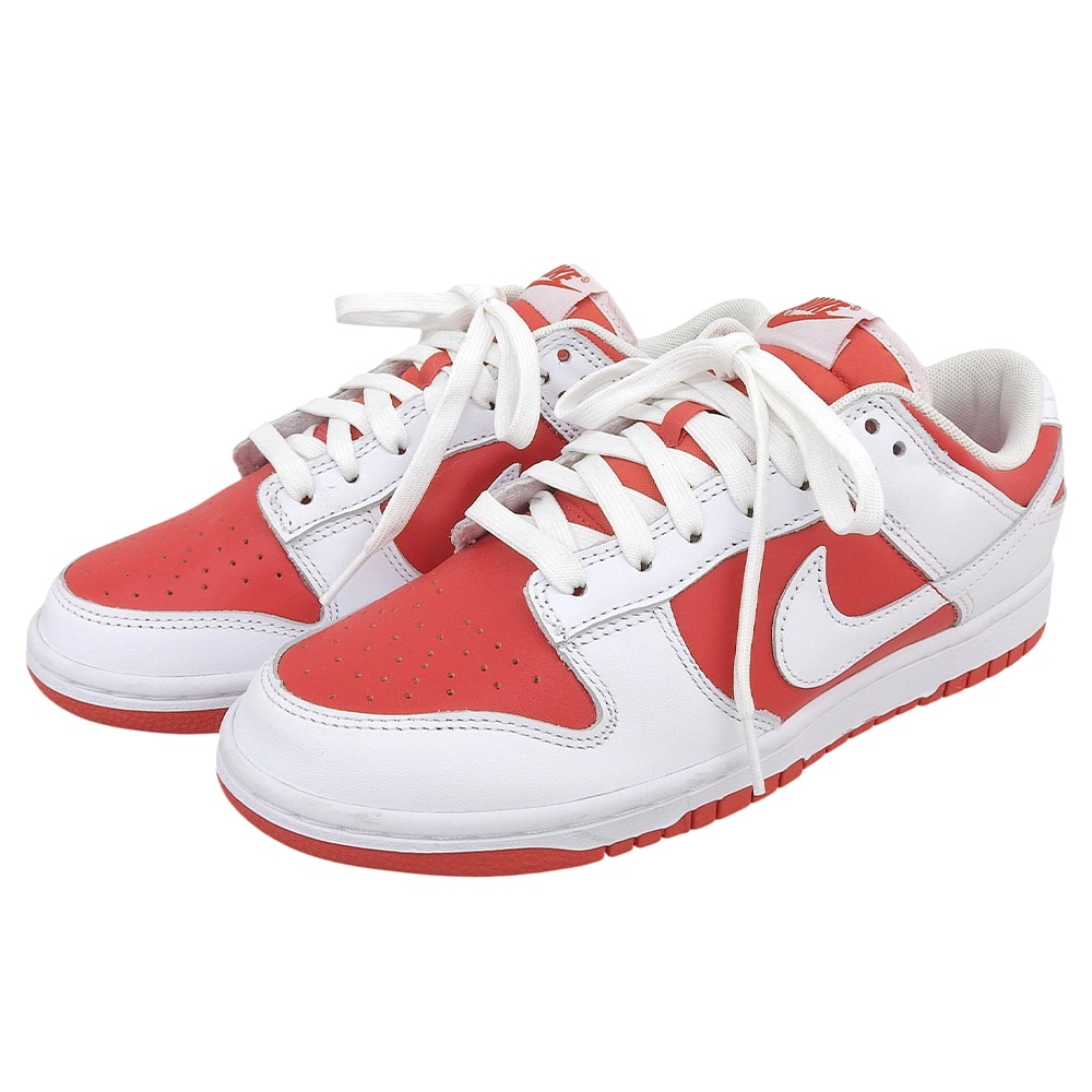 ナイキ 美品 DUNK LOW スニーカー シューズ メンズ チャンピオンシップレッド ホワイト 25.5cm 7.5(US)