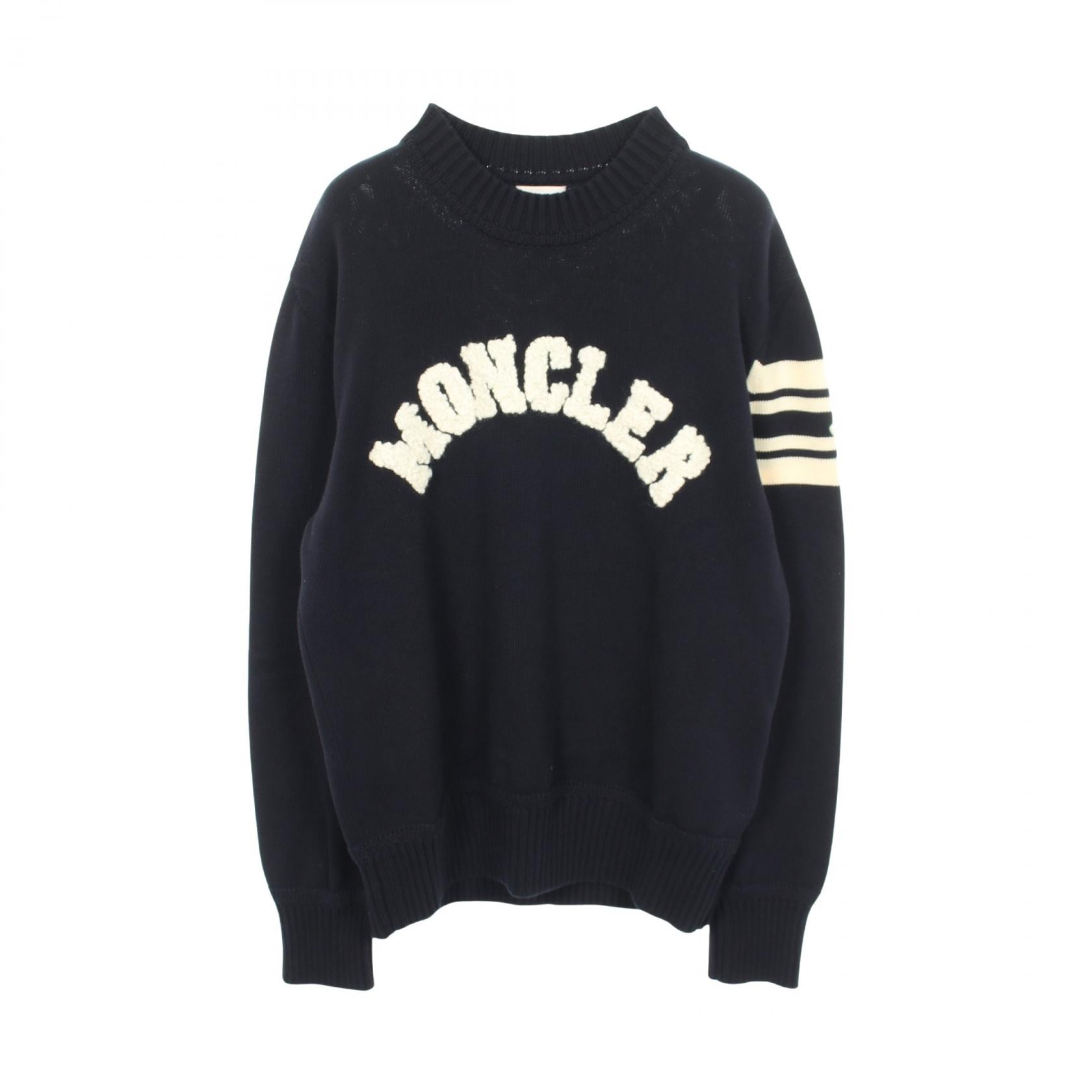 モンクレール MONCLER ロゴ ニット 衣料品 トップス コットン メンズ ネイビー系 9C00009 【中古】