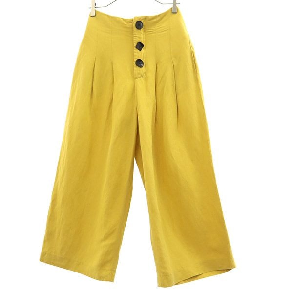 ZARA WOMAN ザラウーマン ハイウエスト ワイドパンツ XS イエロー