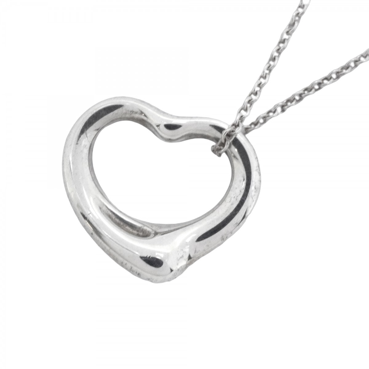 【6jdb0460】ティファニー ネックレス オープンハート シルバー925【中古】レディース