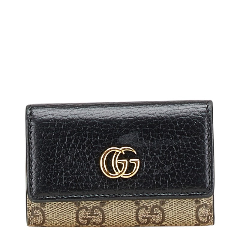 グッチ GGスプリーム GGマーモント キーケース 6連 456118 ブラック レザー レディース GUCCI 中古