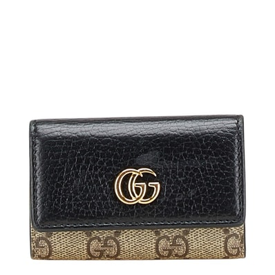 グッチ GGスプリーム GGマーモント キーケース 6連 456118 ブラック レザー レディース GUCCI 中古
