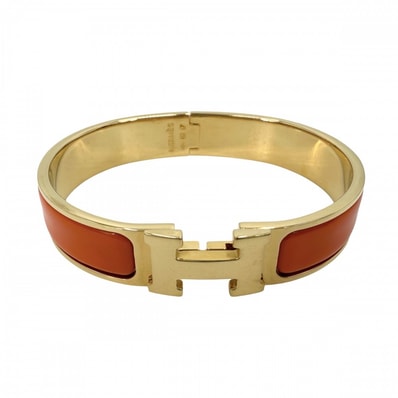 HERMES エルメス バングル クリックH PM ブレスレット アクセサリー 小物 オレンジ ゴールド金具 レディース 約31.7g【中古品】