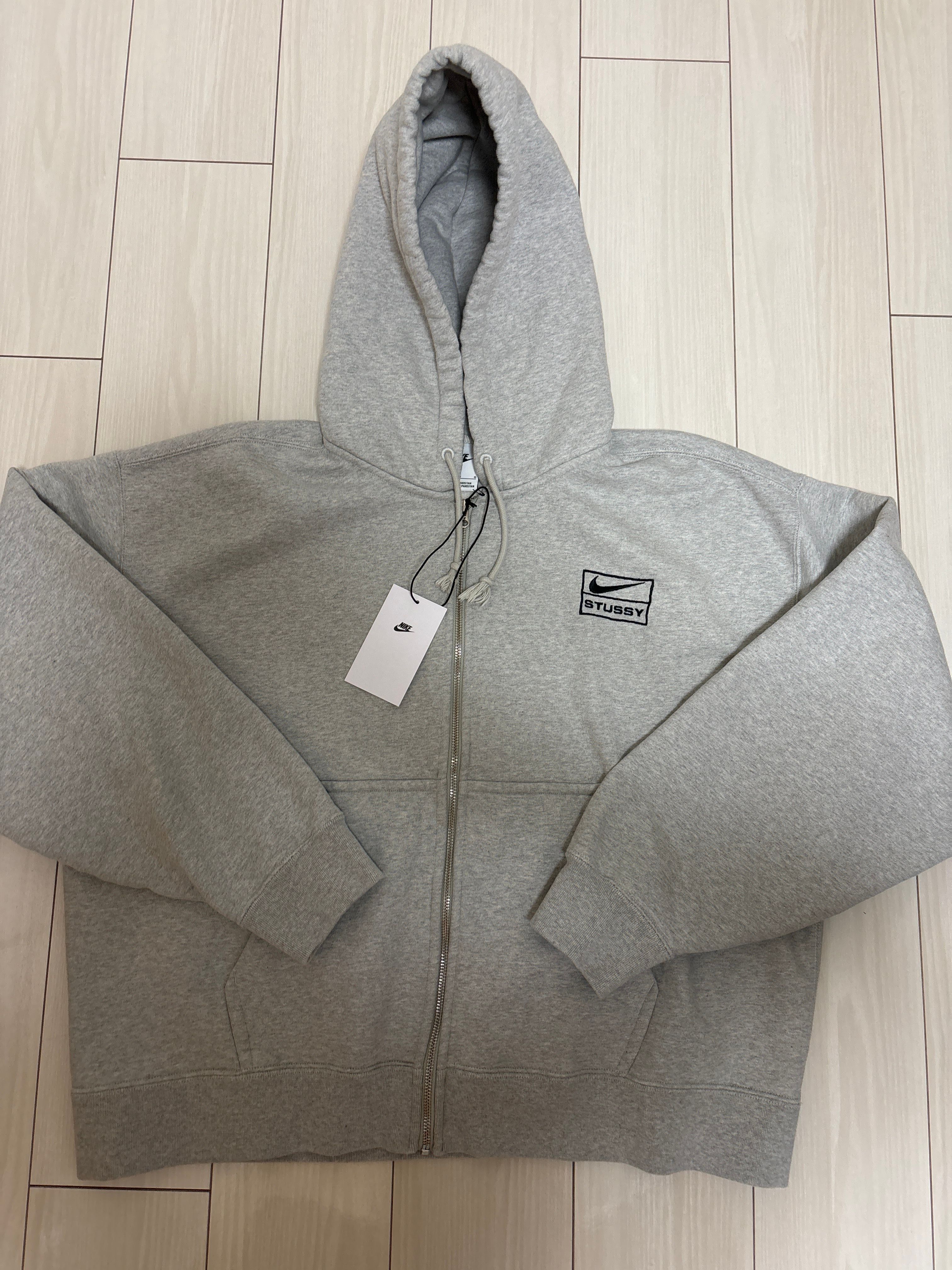 Stussy x Nike Fleece Zip Hoodie "Grey Heather" (US Size) FJ9181-050