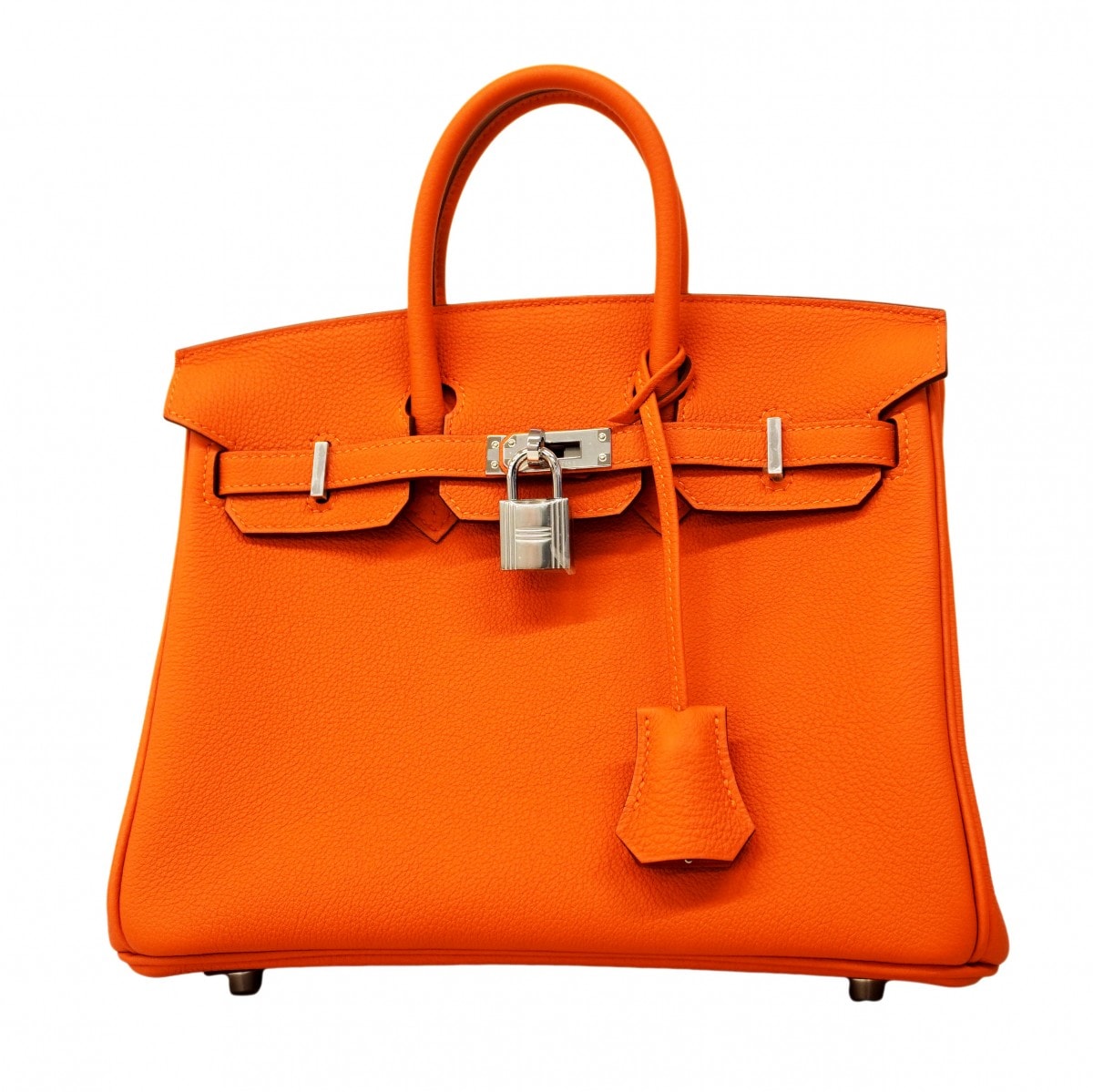 ★SALE【6cc3208-g】エルメス ハンドバッグ バーキン25 トリヨンノビーヨ オレンジ シルバー金具 K刻印【中古】レディース