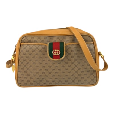 GUCCI グッチ ヴィンテージ マイクロGG シェリーライン ベージュ ゴールド金具 PVC レザー/ ショルダーバッグ ポシェット 506842 【中古】