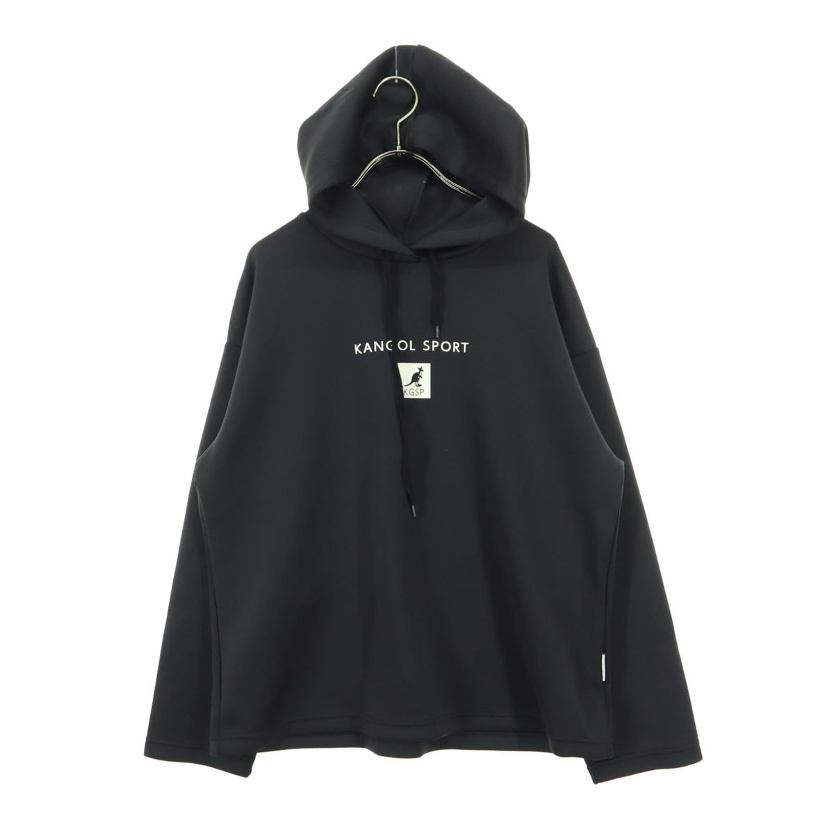 美品 KANGOL SPORT カンゴールスポーツ プリントロゴ 長袖 スウェットパーカー L ブラック