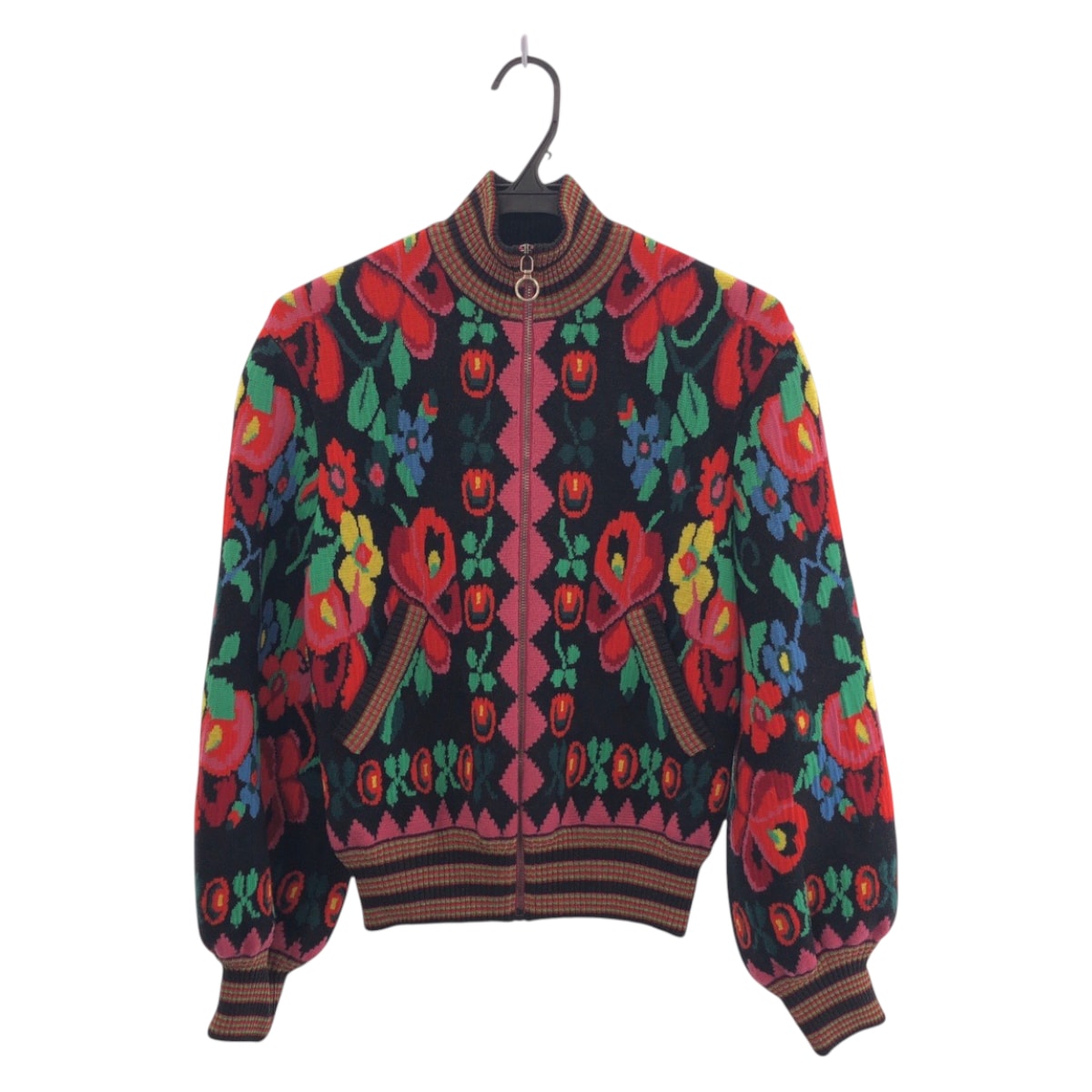 美品 GUCCI グッチ 花柄 サイズXS レッド マルチカラー シルバー金具 ウール レーヨン/ ブルゾン ジャンバー 411477 【中古】