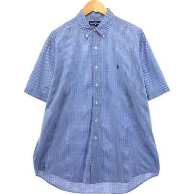 古着 ラルフローレン Ralph Lauren BLAKE 半袖 ボタンダウン チェックシャツ メンズL相当/eaa558398