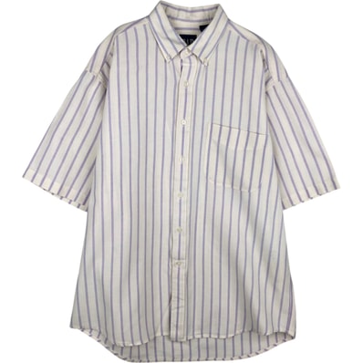 古着 90年代 ギャップ GAP オールドギャップ ボタンダウン 半袖 コットン ストライプシャツ カナダ製 メンズL相当 ヴィンテージ/eaa625531