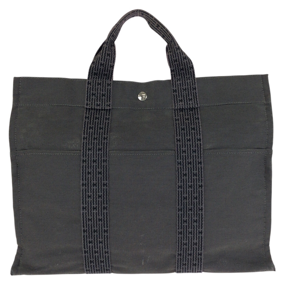 美品 HERMES エルメス エールライン MM グレー シルバー金具 ポリアミド ポリエステル/ トートバッグ ハンドバッグ 602066 【中古】