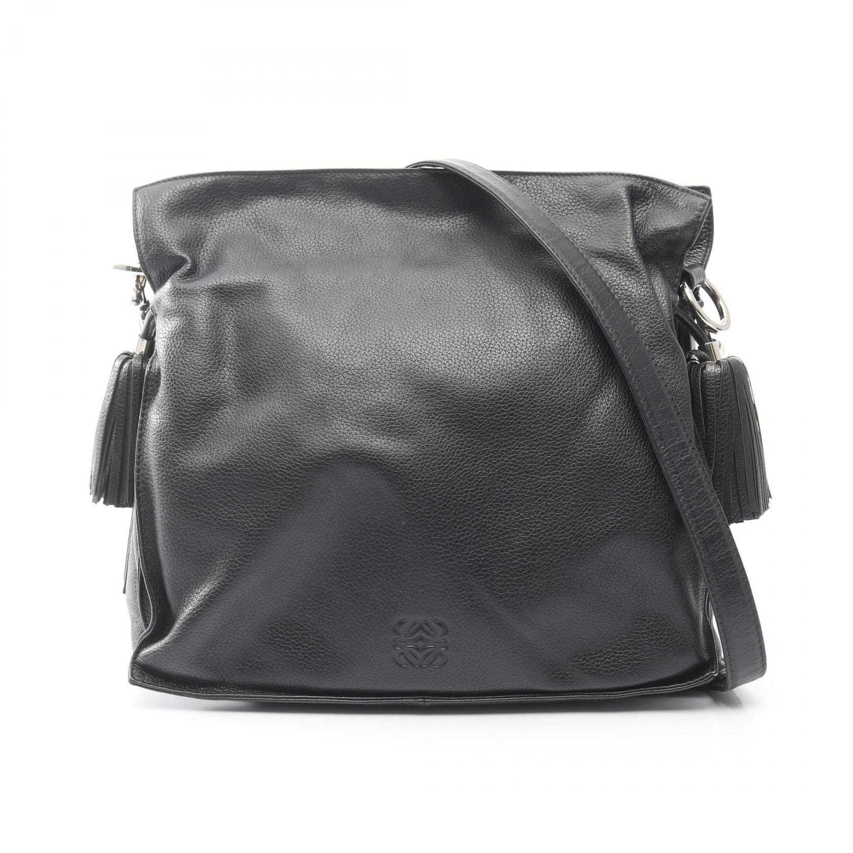 ロエベ LOEWE フラメンコ30 ショルダーバッグ バッグ レザー レディース ブラック系 380.82.H38 【中古】