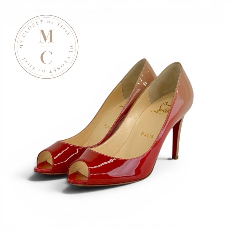 未使用 クリスチャンルブタン Christian Louboutin パンプス 靴 シューズ グラデーション パテント レッド ベージュ