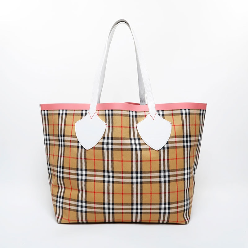 バーバリー BURBERRY ラージ トート ノバチェック リバーシブル キャンバス レザー ショルダーバッグ【中古】