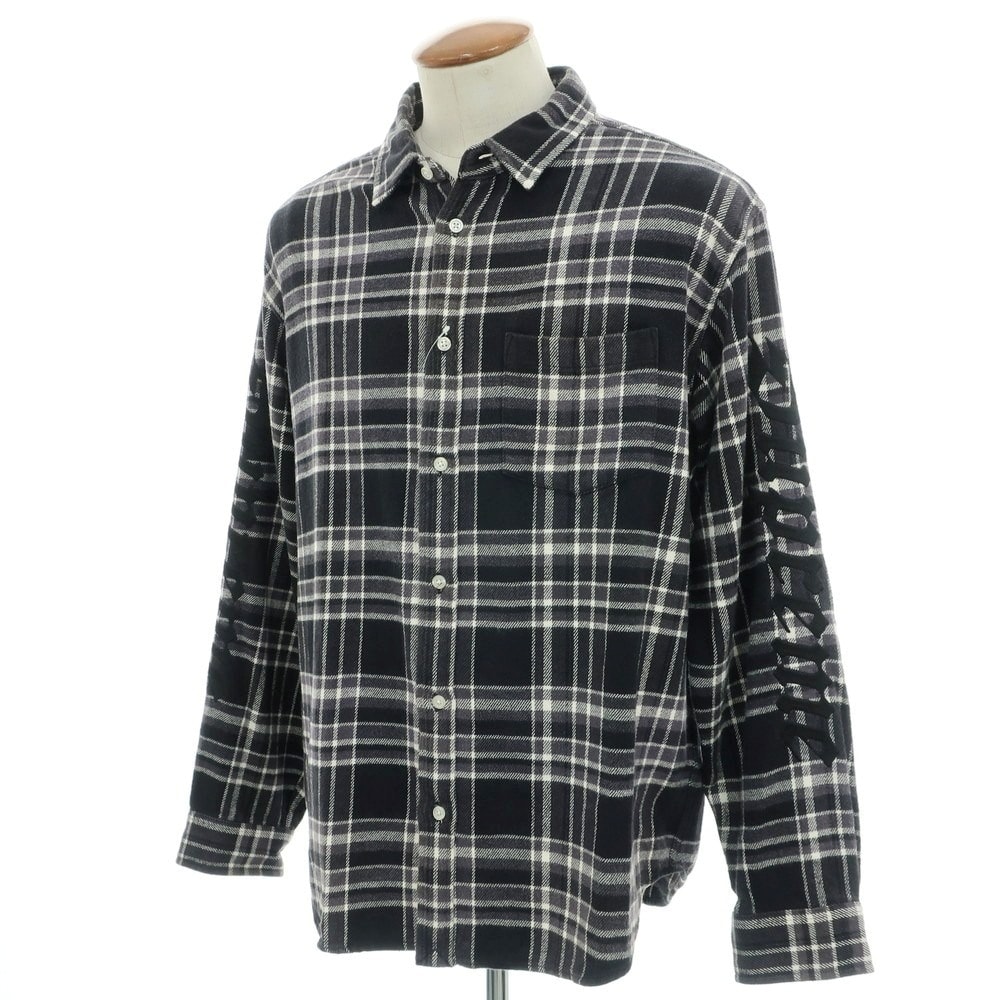 【中古】シュプリーム Supreme 2025年春夏 Old English Plaid Flannel Shirt コットン カジュアルシャツ ブラックxホワイト【サイズM】【メンズ】
