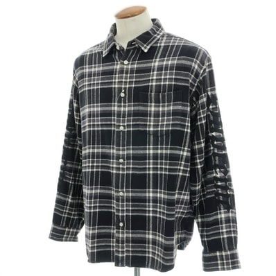 【中古】シュプリーム Supreme 2025年春夏 Old English Plaid Flannel Shirt コットン カジュアルシャツ ブラックxホワイト【サイズM】【メンズ】