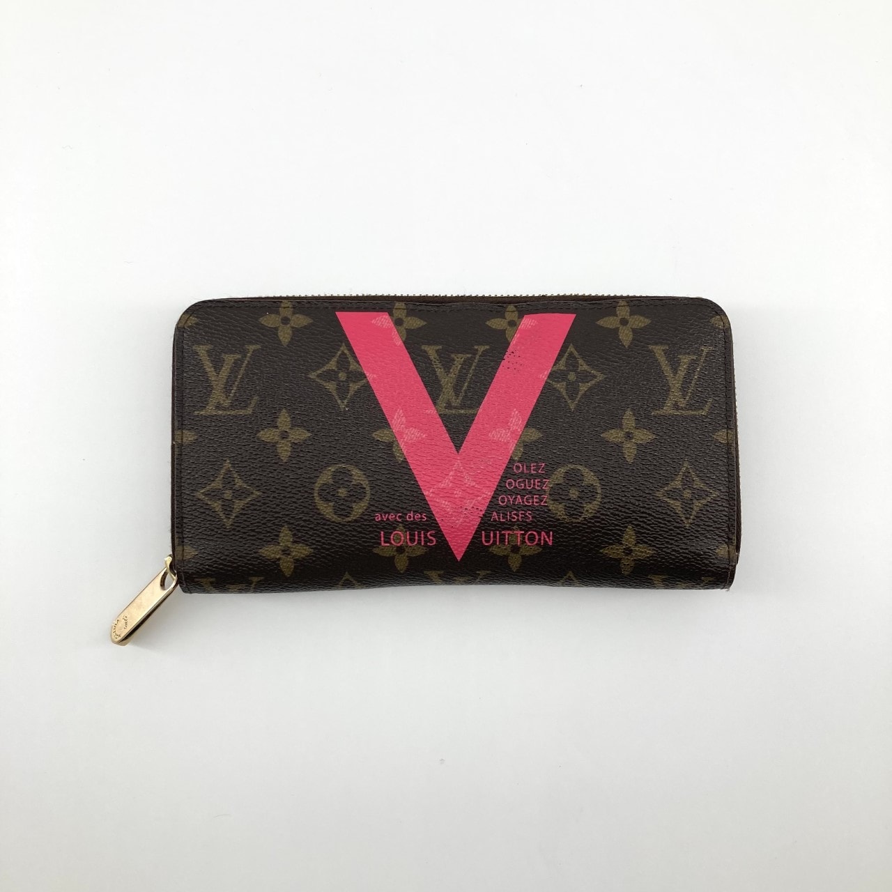 LOUIS VUITTON(ルイ・ヴィトン) ジッピーウォレット モノグラムV グルナード ラウンドファスナー M60936 長財布 ブラウン×ピンク