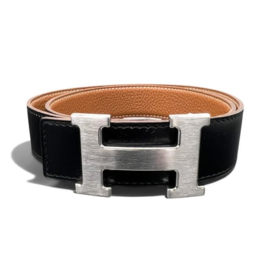 HERMES 極美品 エルメス コンスタンス Hベルト リバーシブル ボックスカーフ トゴ □H刻印 2004年 ブラック ブラウン シルバー金具 #80 ユニセックス 箱・袋付属 プレゼント ギフト Aランク 中古 鑑定済 エルメスベルト