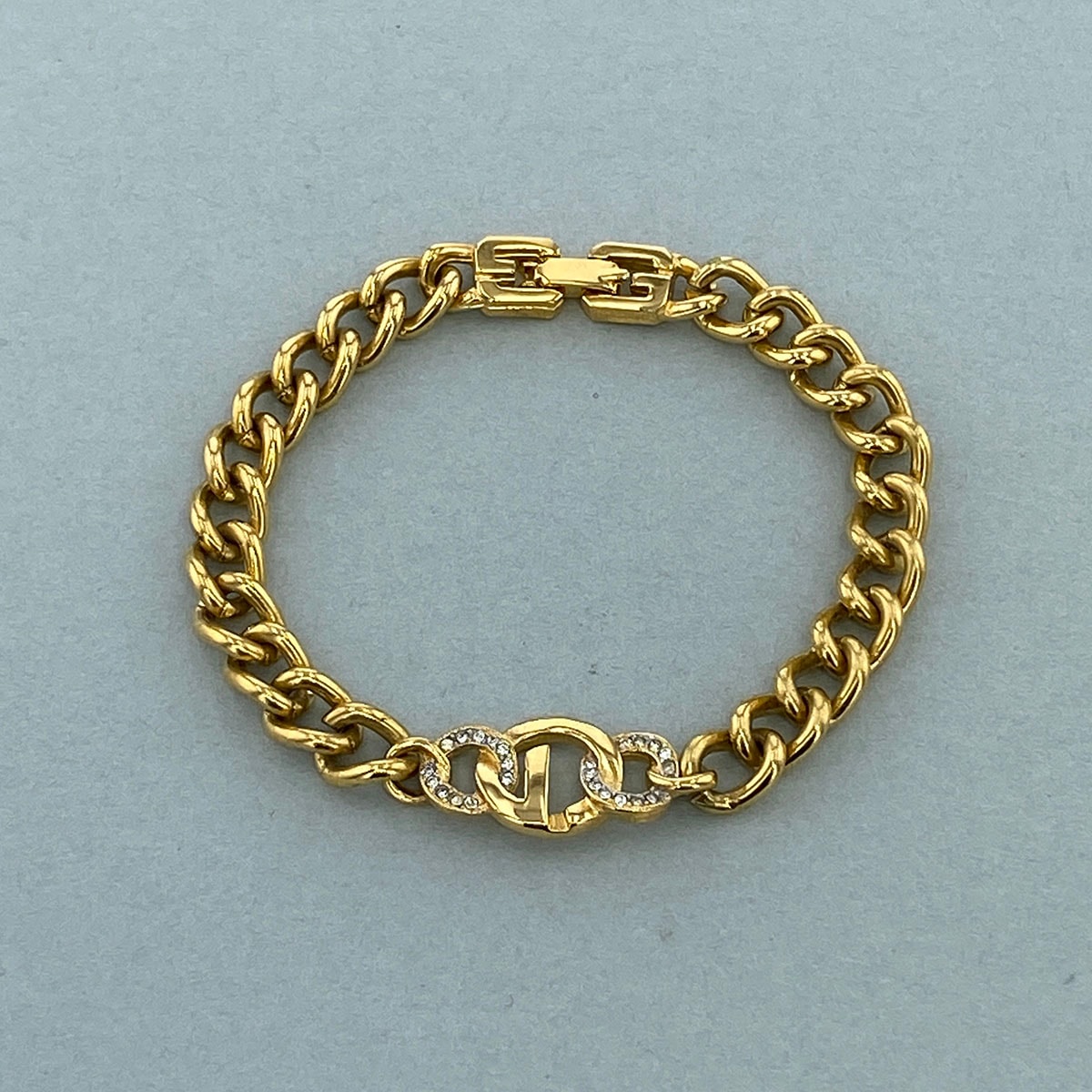 【値下げ】GIVENCHY ジバンシィ Gロゴ 喜平風ブレスレット GP ブレスレット メタル ゴールド レディース【中古】