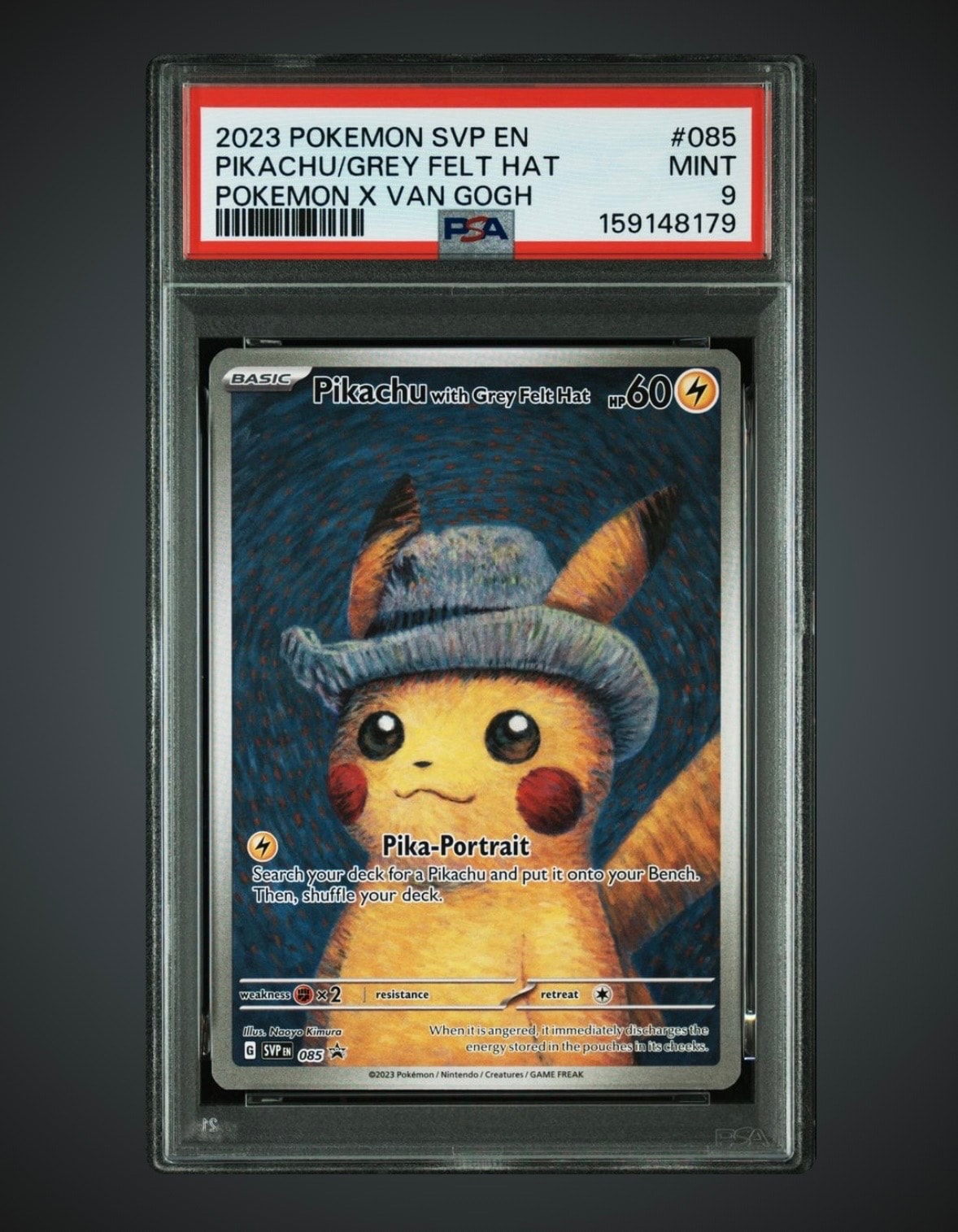 【psa9 】ゴッホピカチュウ プロモ Pikachu Felt Grey 状態難/PSA9鑑定済〕Pikachu with Grey Felt Hat(ゴッホピカチュウ)【P