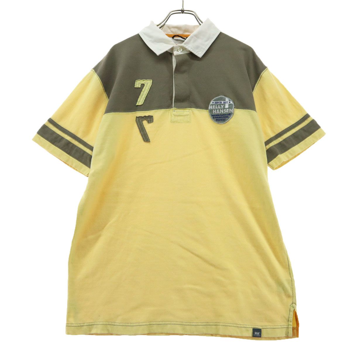 HELLY HANSEN ヘリーハンセン バイカラー 半袖 ポロシャツ M イエロー