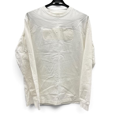LOUIS VUITTON 美品 ルイヴィトン エンボス LVロングスリーブ 長袖Tシャツ ※襟ブランドタグ欠損 RM212M DT3 HLY23W 2021年 コットン オフホワイト 生成り #S カットソー トップス LV ロゴ ABランク 中古 鑑定済