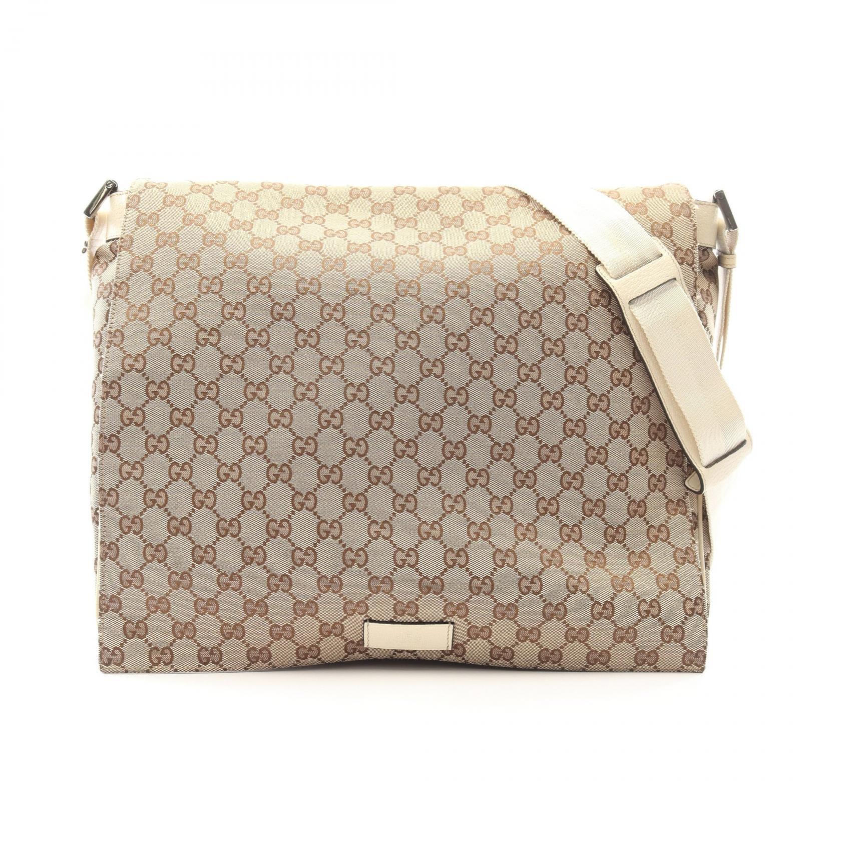 グッチ GUCCI GGキャンバス ショルダーバッグ バッグ キャンバス レザー メンズ レディース ベージュ系 / アイボリー系 145864 【中古】