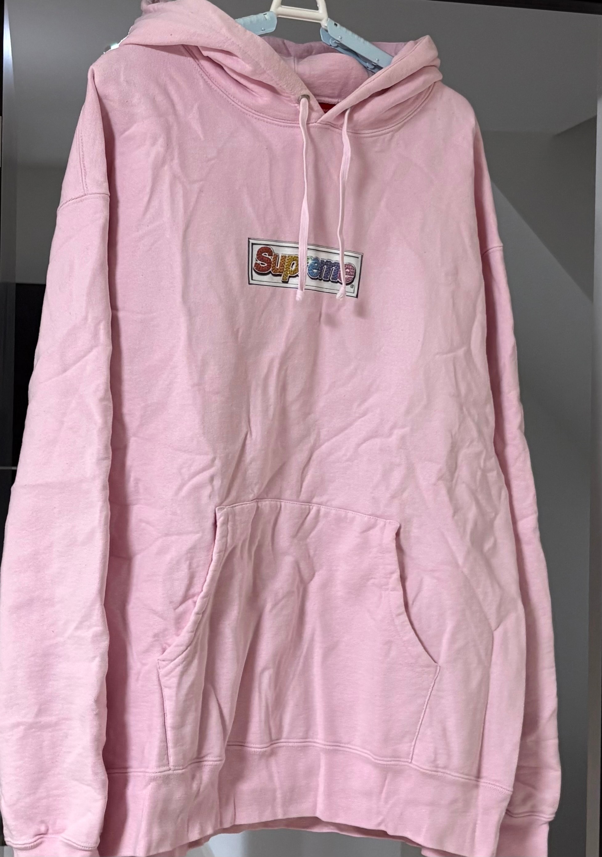 Supreme Bling Box Logo Hooded Sweatshirt "Light Pink"