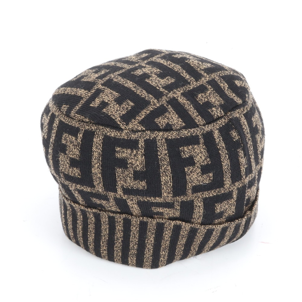 ■極美品 フェンディ ズッカ帽子 ビーニー ファッションニットキャップ