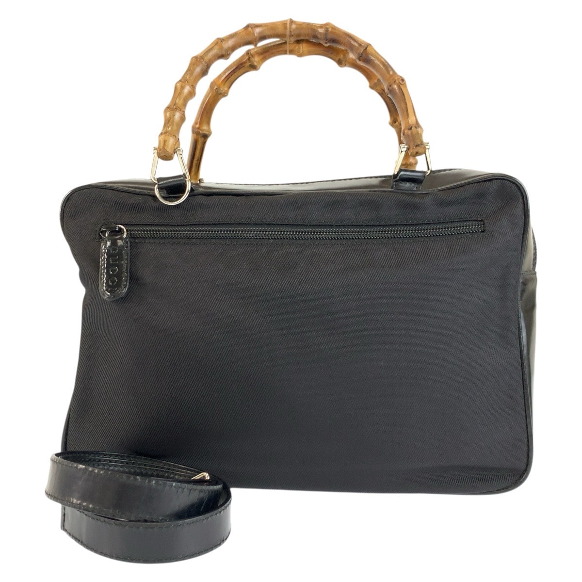 美品 GUCCI グッチ バンブー ブラック 黒 シルバー金具 ナイロン エナメル/ ハンドバッグ ショルダーバッグ 2way 604260 【中古】
