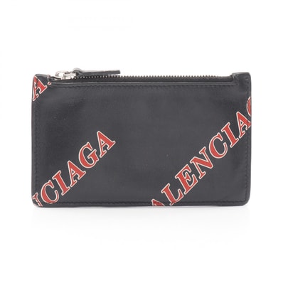 バレンシアガ BALENCIAGA カードケース コインケース 財布 レザー レディース ブラック系 / レッド系 【中古】