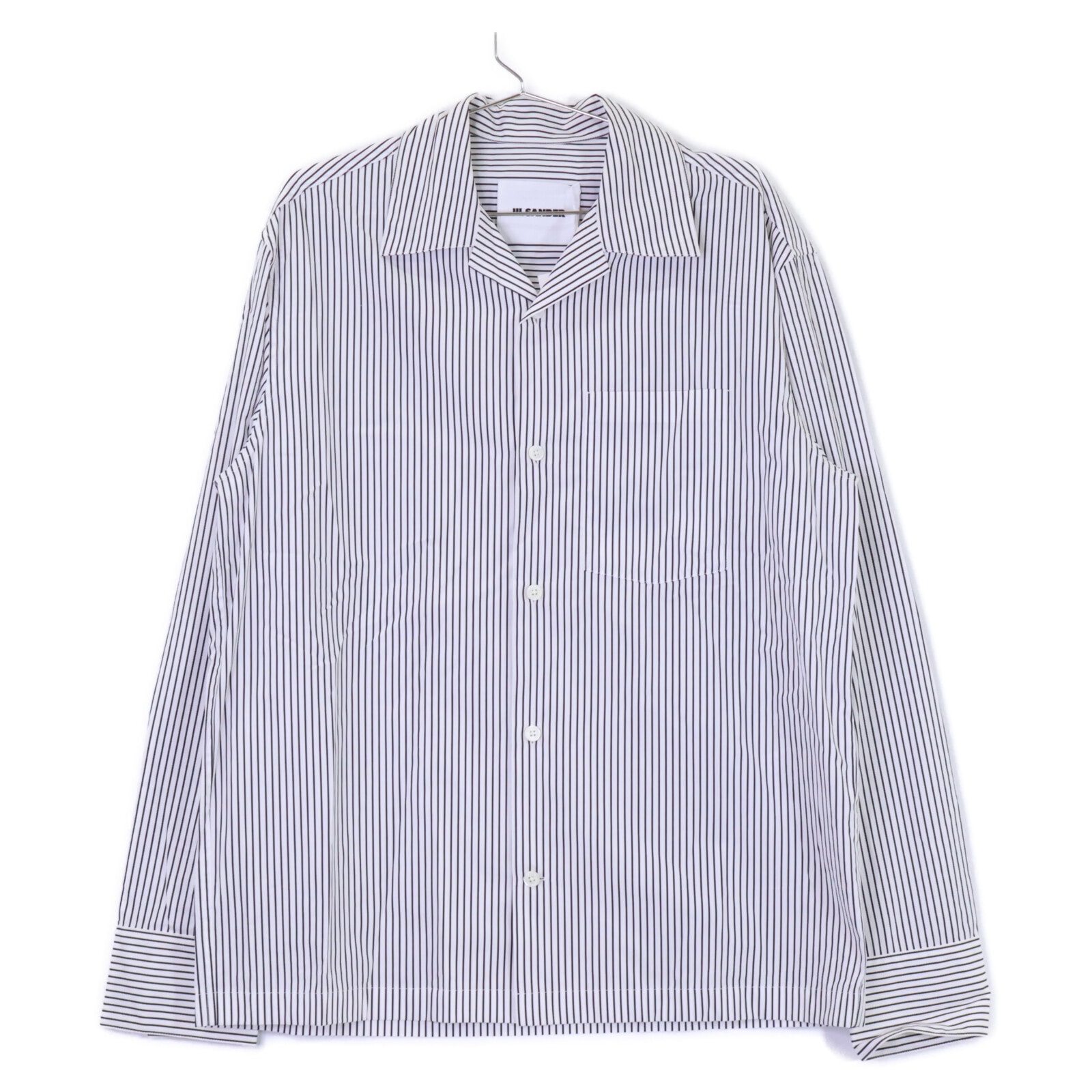 ジルサンダー 【新品同様/国内正規/26年製】J22DL0359 Lightweight Cotton Shirt ストライプ オープンカラー 長袖シャツ 46