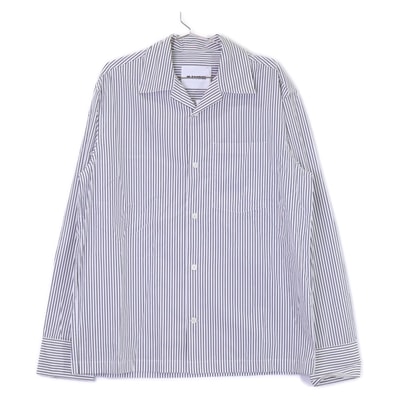ジルサンダー 【新品同様/国内正規/26年製】J22DL0359 Lightweight Cotton Shirt ストライプ オープンカラー 長袖シャツ 46
