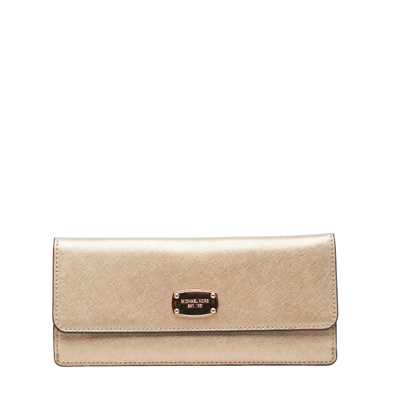 マイケルコース ロゴ 長財布 ゴールド レザー レディース Michael Kors 中古