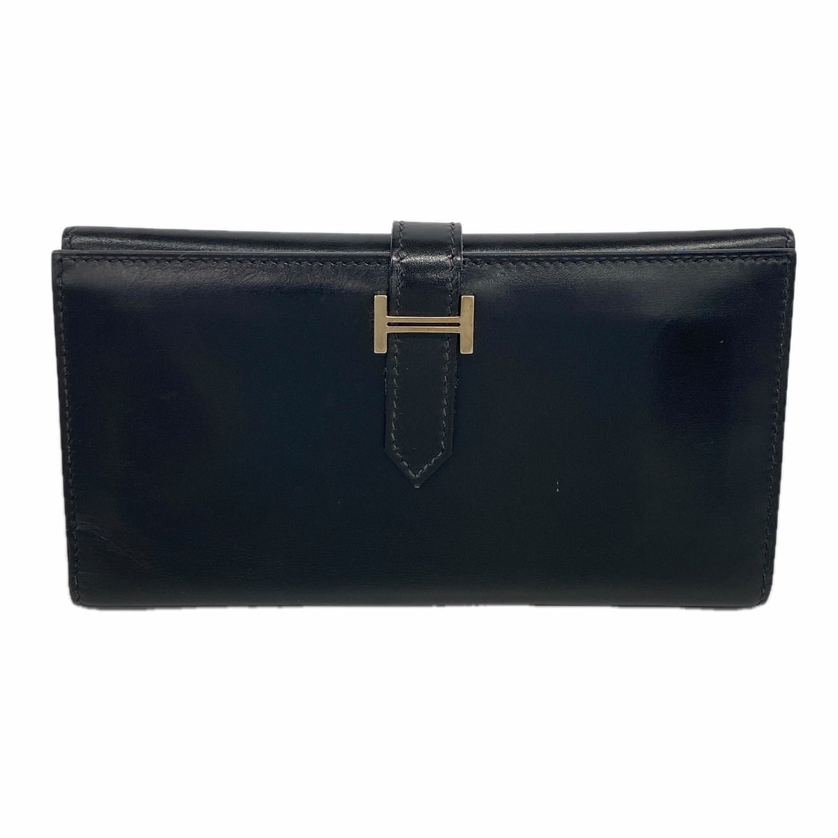 【6ib2221】エルメス 三つ折り長財布 ベアンデュプリ ボックスカーフ ブラック シルバー金具 □I刻印【中古】メンズ レディース ユニセックス