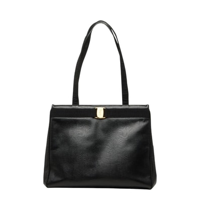 サルヴァトーレフェラガモ ヴァラリボン トートバッグ ショルダーバッグ ブラック レザー レディース Salvatore Ferragamo 【中古】