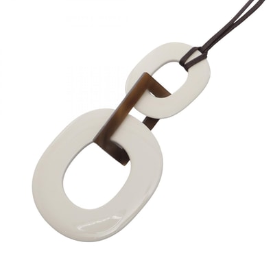 エルメス HERMES カラ ネックレス ジュエリー レザー バッファローホーン レディース ホワイト系 / ブラウン系 【中古】