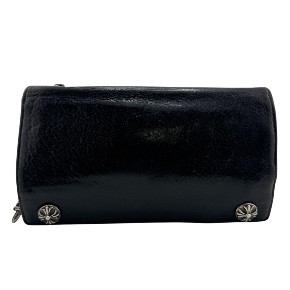 Chrome Hearts Long Wallet Cross Button Leather "Black"